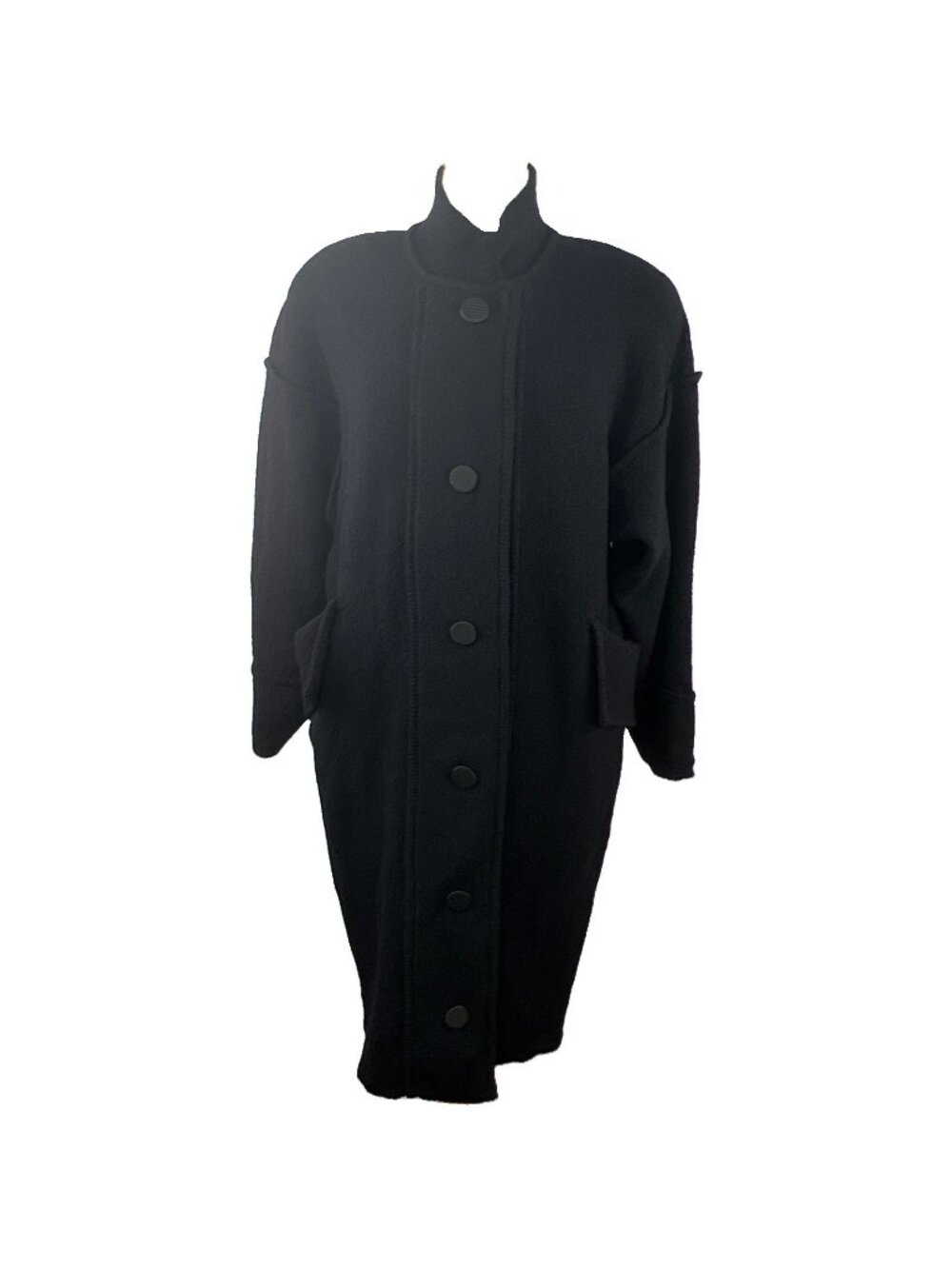 Vtg 80s Steve Fabrikant Sz M Black Santana Knit Coat Duster Garfinckels USA Made